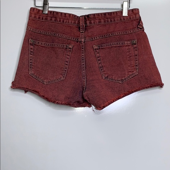 FREE PEOPLE Red Over Dye Classic Distressed Shorts - Picture 4 of 6